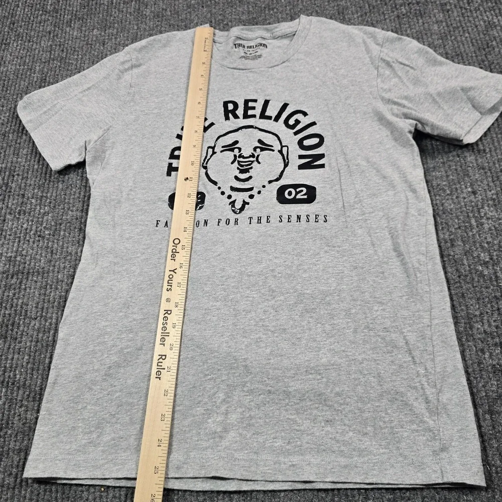 True Religion Shirt Mens Small Gray Buddha 2002 Fashion For Senses Graphic‎ Tee